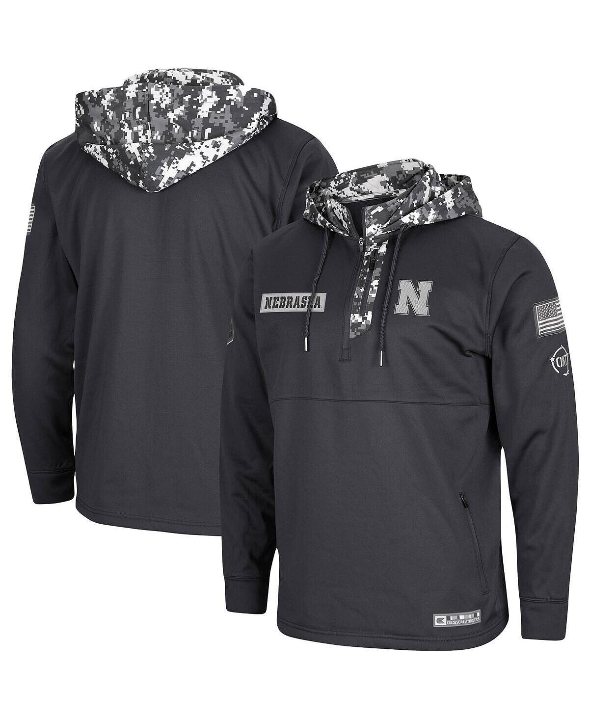 

Мужская темно-серая толстовка с капюшоном nebraska huskers oht в стиле милитари appreciation digi camo с молнией на четверть Colosseum, мульти