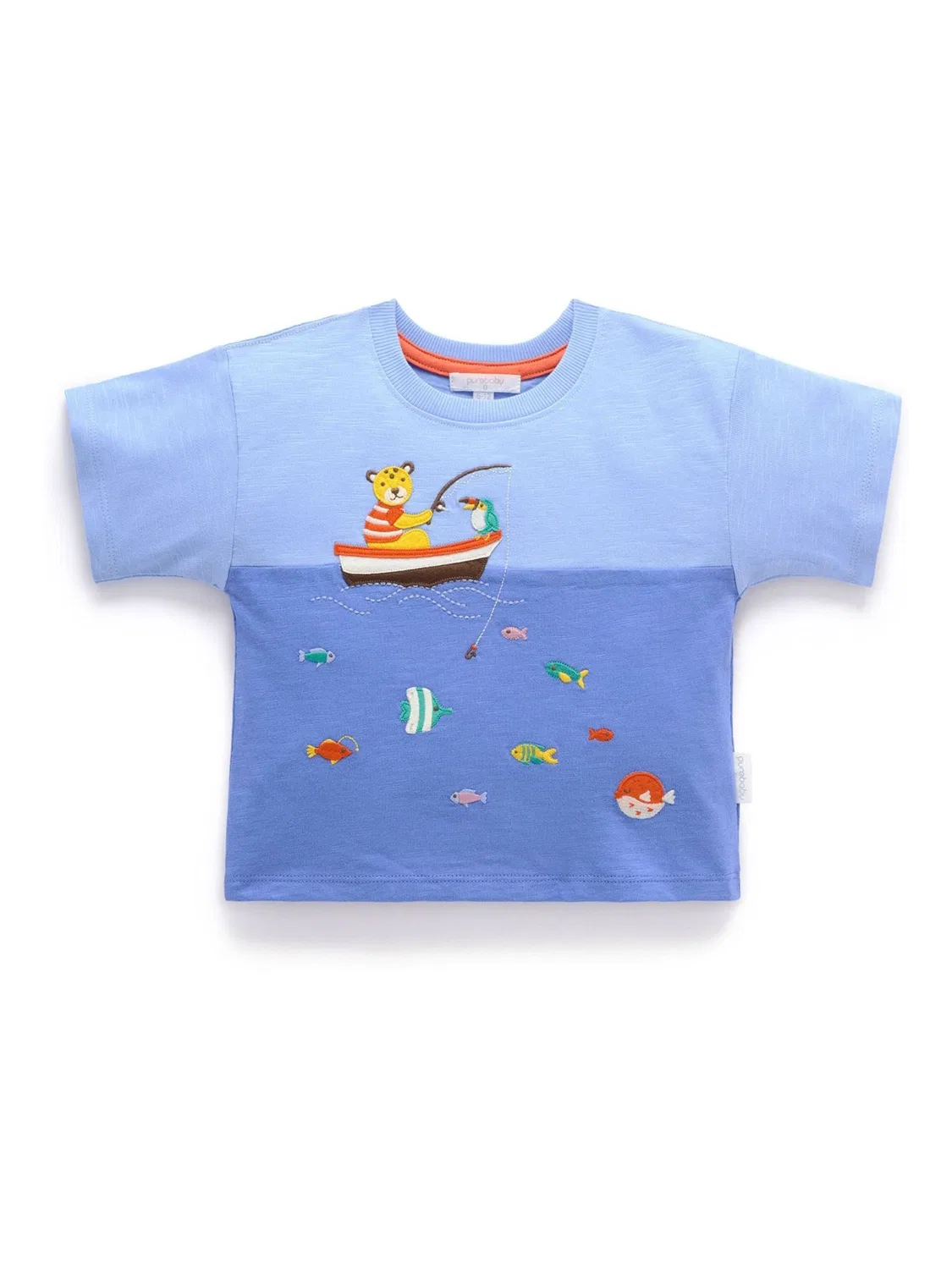 Футболка с аппликацией Ocean Relaxed Purebaby, синий