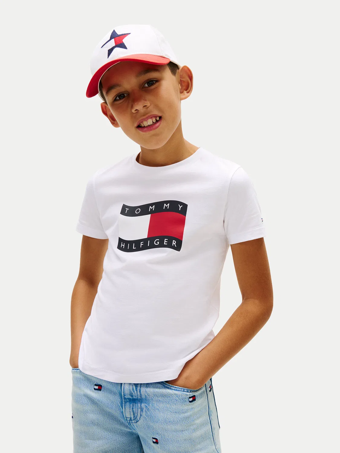 Футболка стандартного кроя для мальчика Wavy Flag Tommy Hilfiger, белый