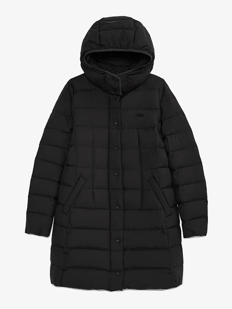 Пуховик женский LACOSTE с капюшоном, Slim Fit, Черный — фото 2