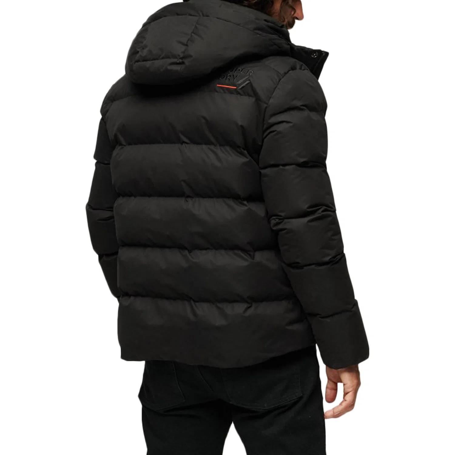 Мужская спортивная куртка с капюшоном из микрофибры Superdry, Черная — фото 3