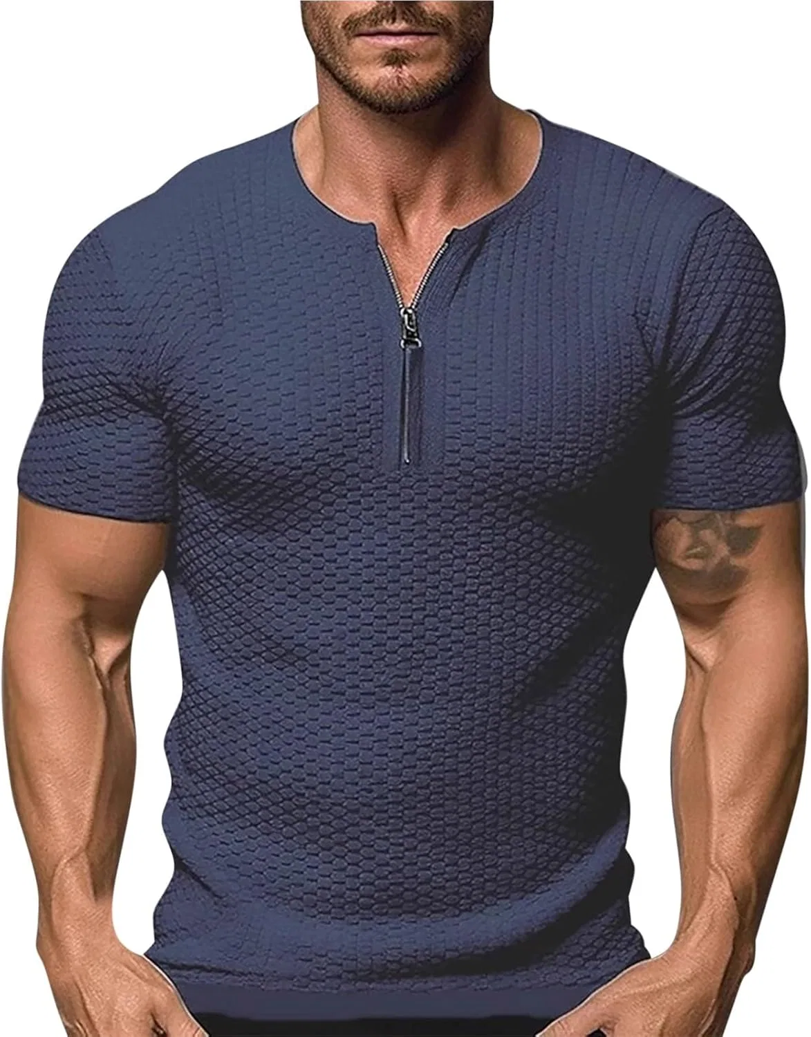 Мужская футболка-поло с полузастежкой Waffle Henley, Navy