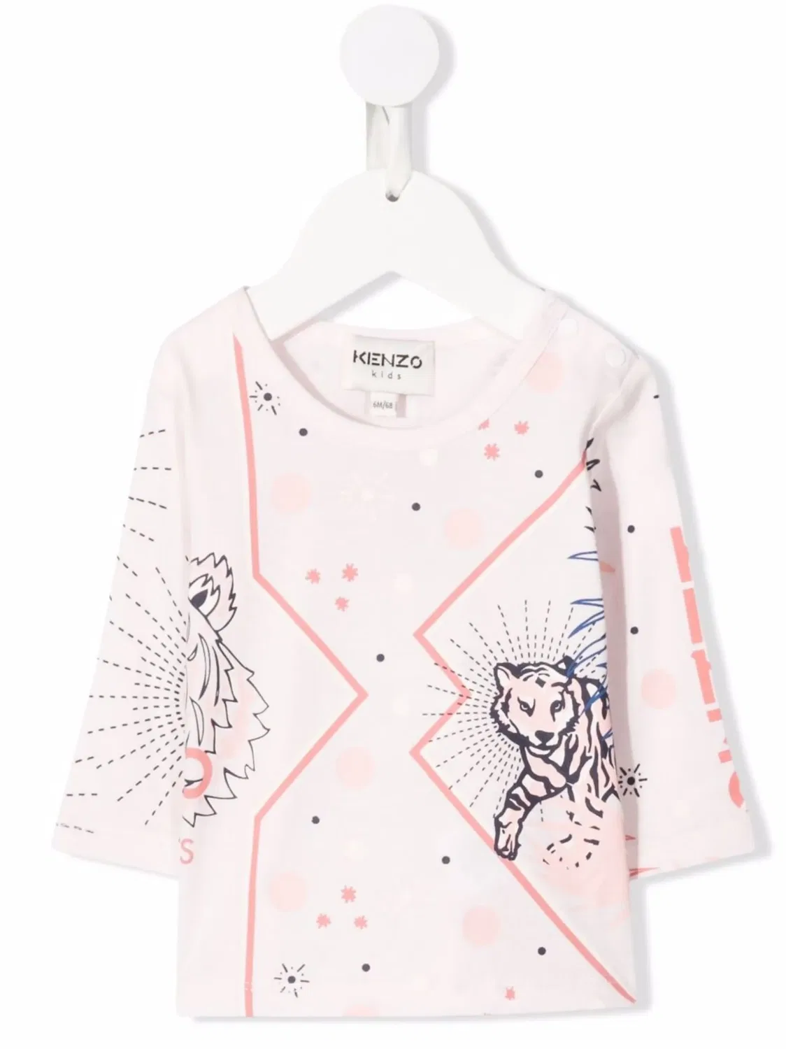 Футболка из органического хлопка с принтом Tiger Kenzo Kids, розовый
