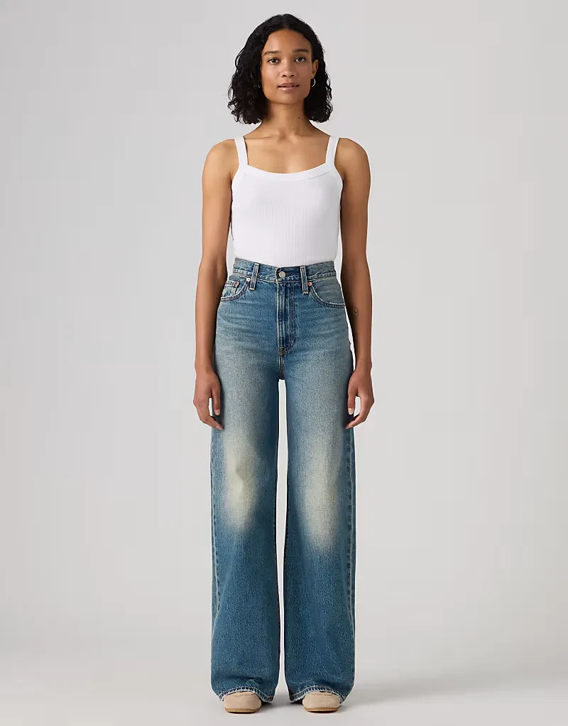 Джинсы Levi's Ribcage с широкими штанинами, темно-синие — фото 2