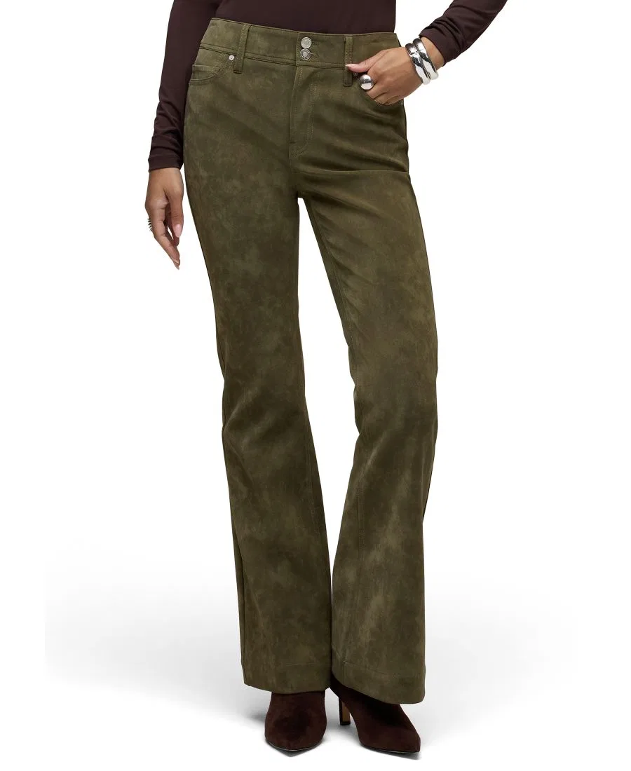 Брюки-клеш из экокожи с высокой посадкой Dani Hudson Jeans, Army Green