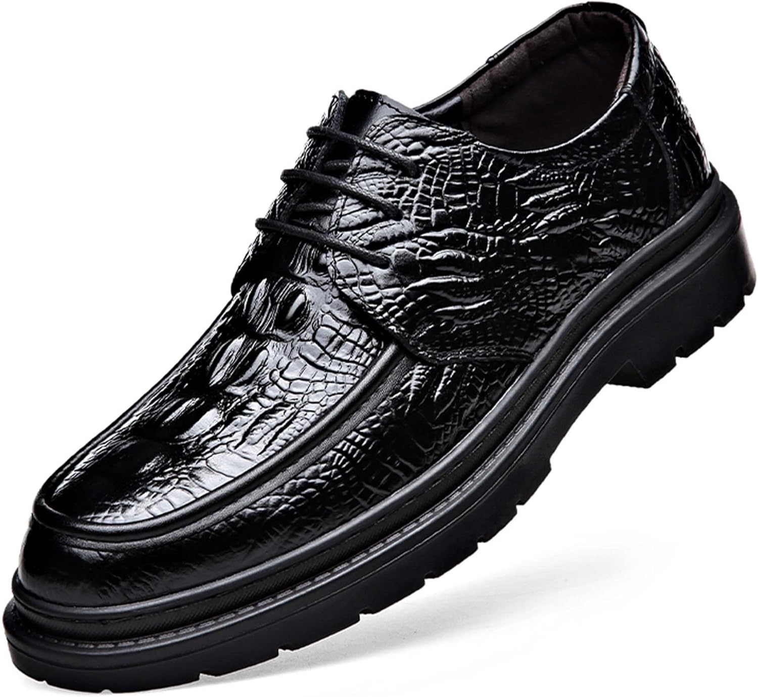 

Мужские оксфорды с толстой подошвой на шнуровке, деловые формальные туфли, классическая платформа, для униформы, свадьбы, офисной вечеринки, кожаные туфли Generic, черный