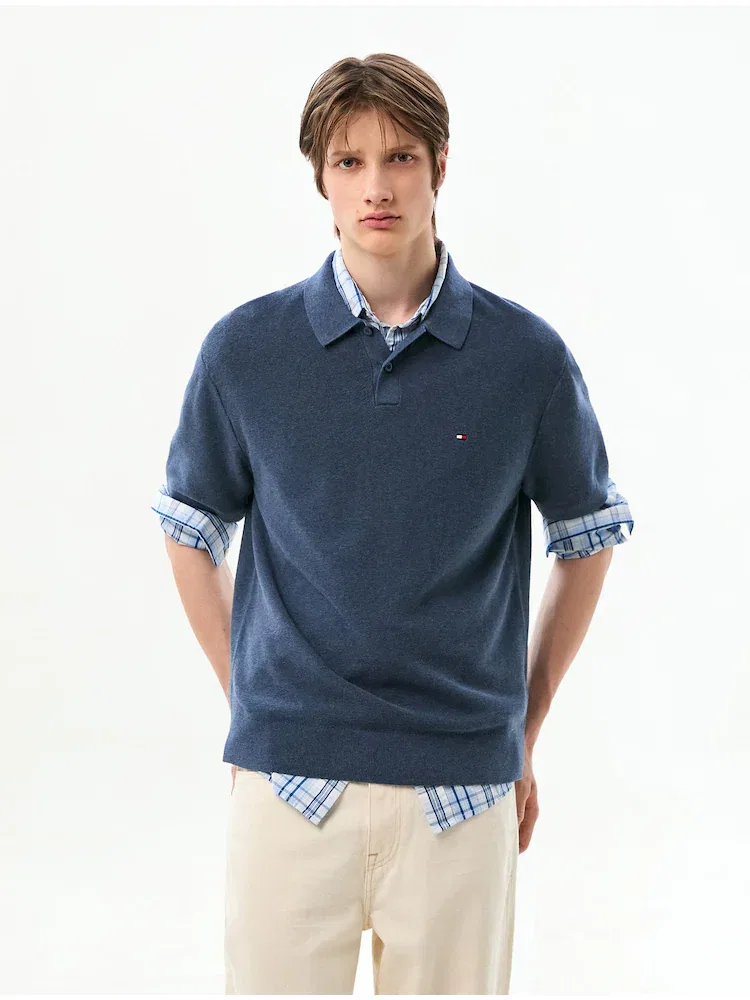 Футболка поло с длинным рукавом, Cool Touch, Structure TOMMY HILFIGER, Blue