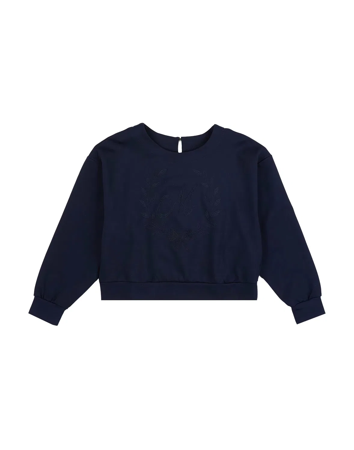 Детский свитшот для девочек с вышивкой Monnalisa, темно‑синий