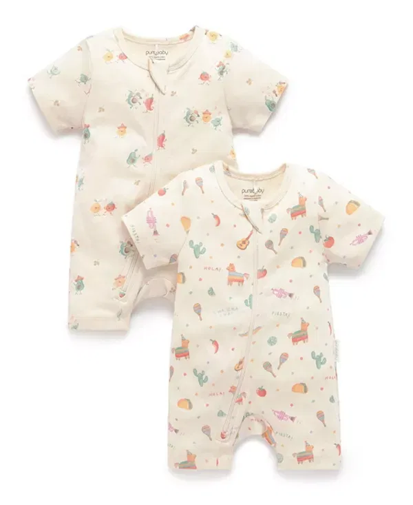 Детский комбинезон с коротким рукавом набор из 2 штук Pinata Purebaby, Pinata Print