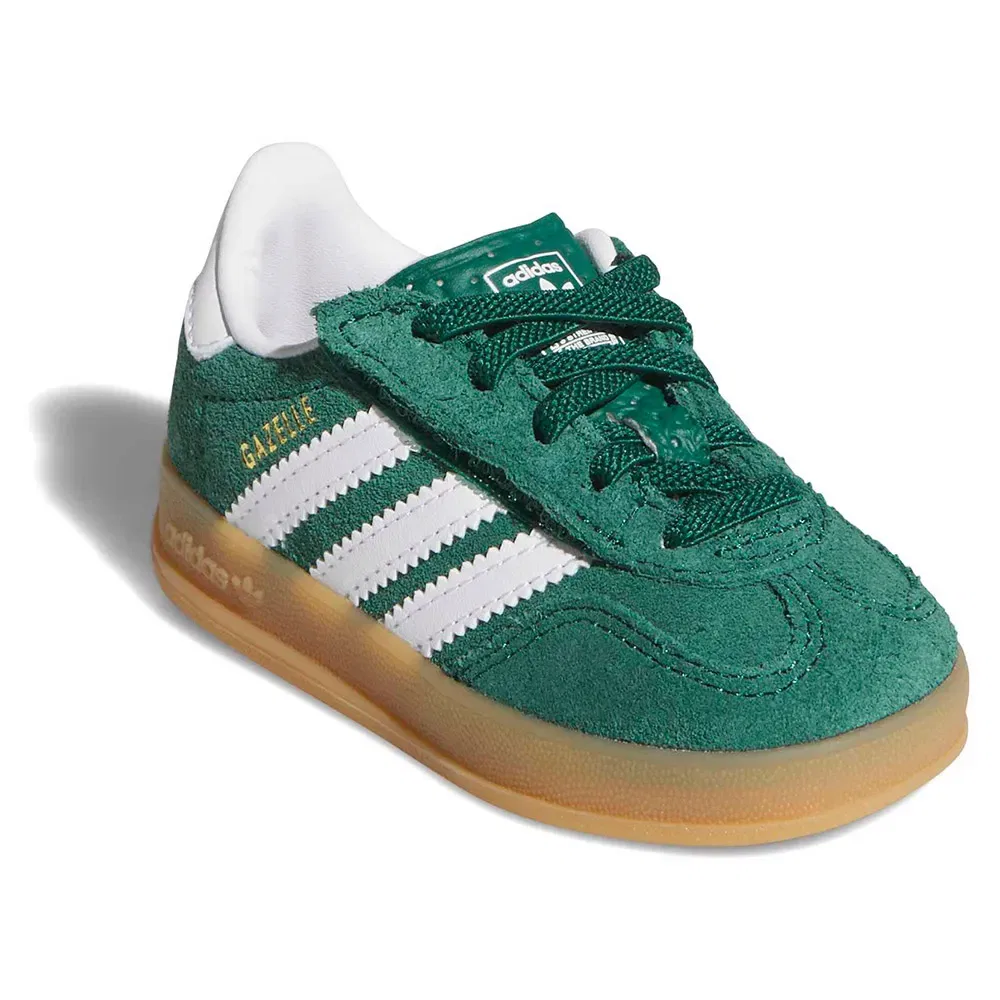 Кроссовки Gazelle Indoor с эластичной шнуровкой Adidas Originals, зеленый — фото 2