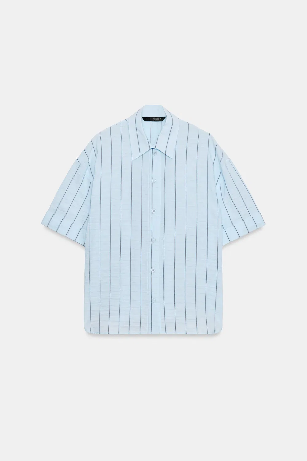 Полосатая рубашка оверсайз ZARA, Sky blue — фото 4