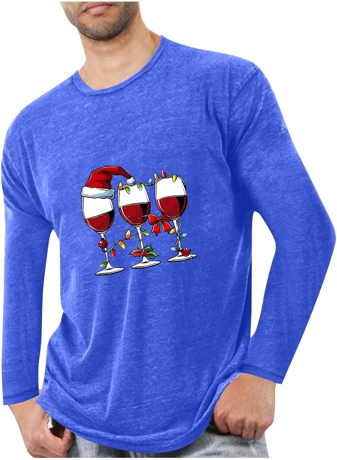 Мужская футболка с рождественским принтом Long Sleeve, Blue
