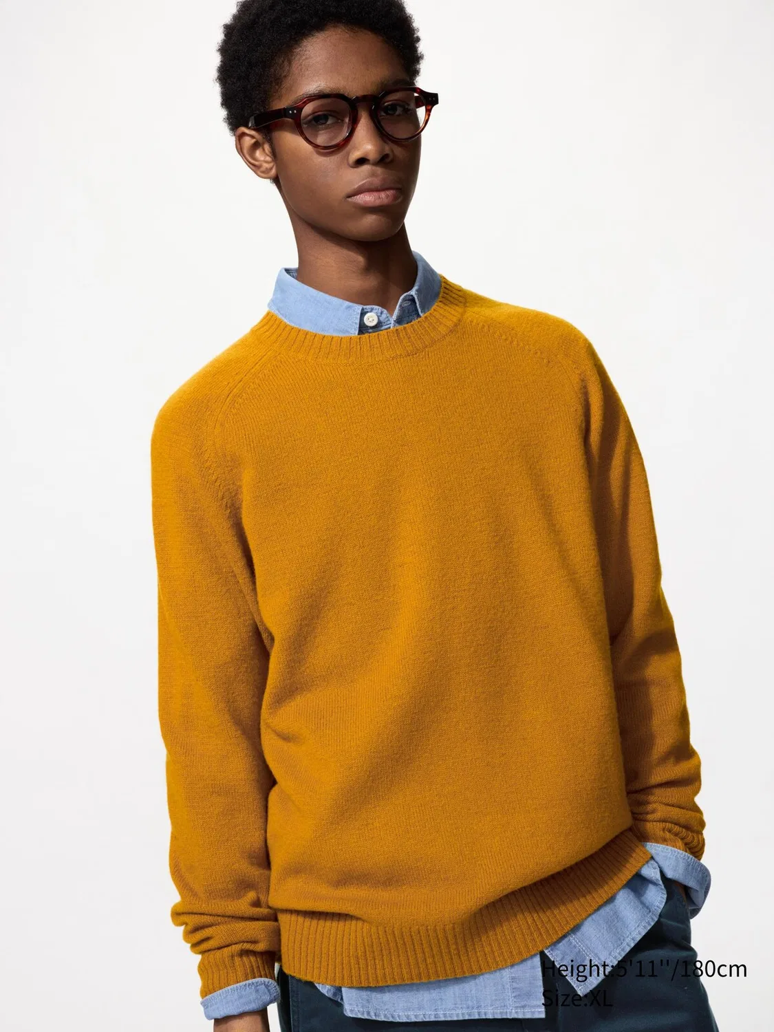 Свитер Uniqlo, свитер из овечьей шерсти, желтый
