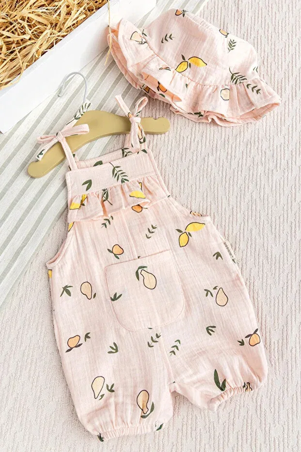 Детский комбинезон для девочек хлопковый Muslin 100% cotton summer baby girl jumpsuit Babymod, Pink