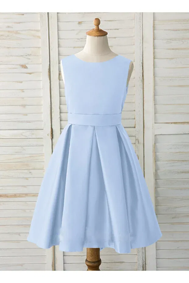 Детское платье для девочек сатиновое без рукавов Nsmlife, Baby Blue
