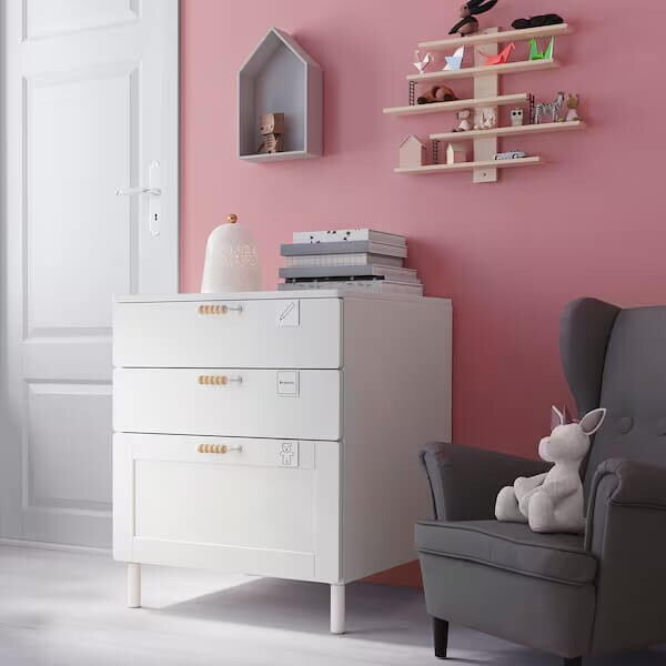 Комод с 3 ящиками Ikea Smastad/Platsa, 60х57х63 см, белый/белый — фото 3