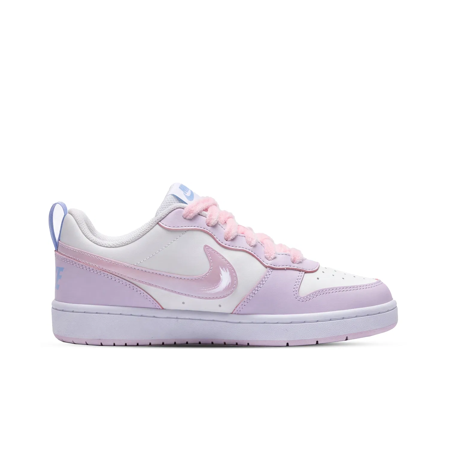 Детские скейтбординг-кроссовки с ручной росписью COURT BOROUGH RECRAFT Nike, White Pink Blue — фото 4