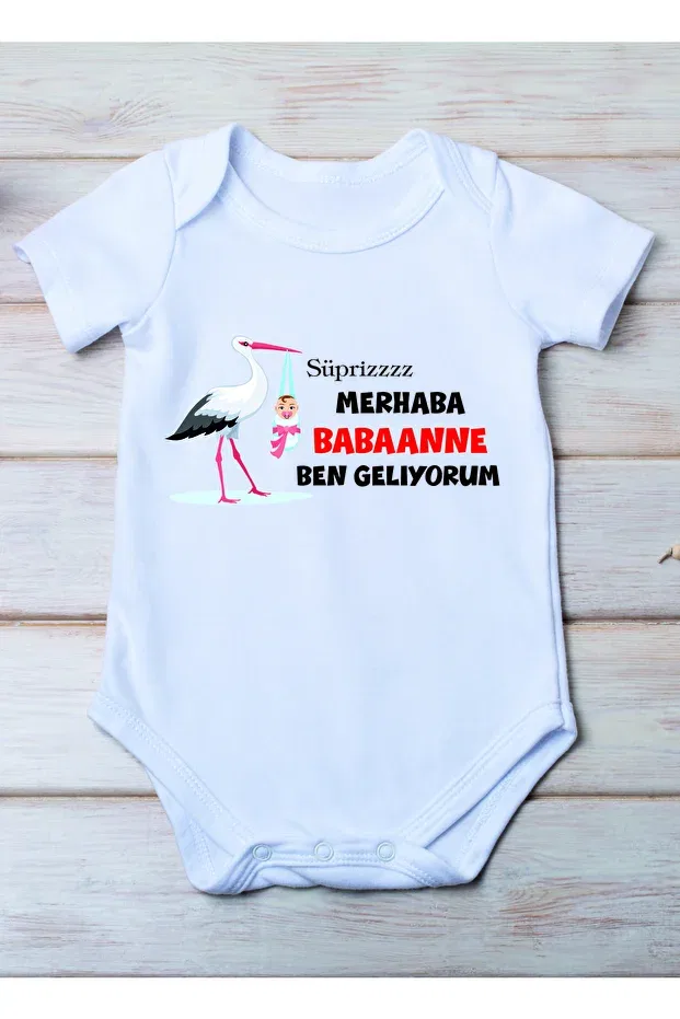 Детское боди для новорожденных хлопковый Hello grandma i'm coming Space Dress, White