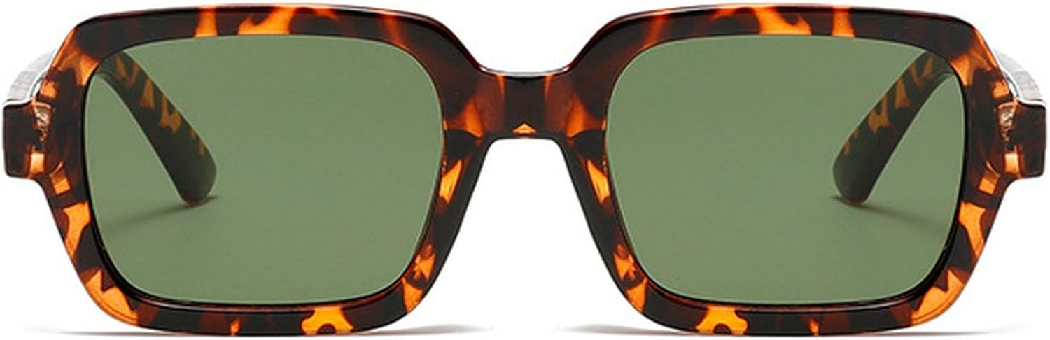 

Ретро-солнцезащитные очки квадратной формы для женщин и мужчин, модные солнцезащитные очки с леопардовым принтом, зеленые, в винтажном стиле 90-х, мужские, с защитой от УФ-излучения UV400 mincl, Leopard Green
