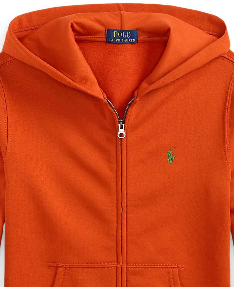 Худи на молнии из флиса с капюшоном Polo Ralph Lauren, Varsity Orange — фото 3