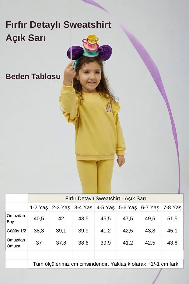 Детские свитшот с воланами для девочек Miela Kids, Light Yellow — фото 4
