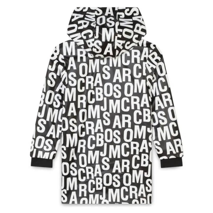 Детский плащ с капюшоном Monogram Hooded Raincoat Little Marc Jacobs, Black — фото 2