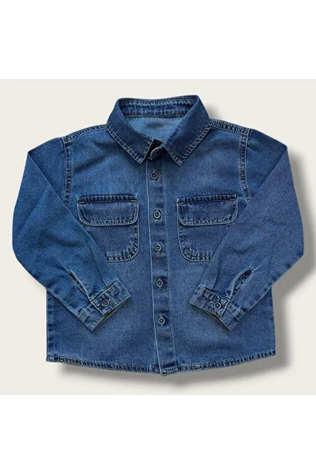 Детская джинсовая рубашка для мальчиков с длинным рукавом Esprix Kids, Dark Blue