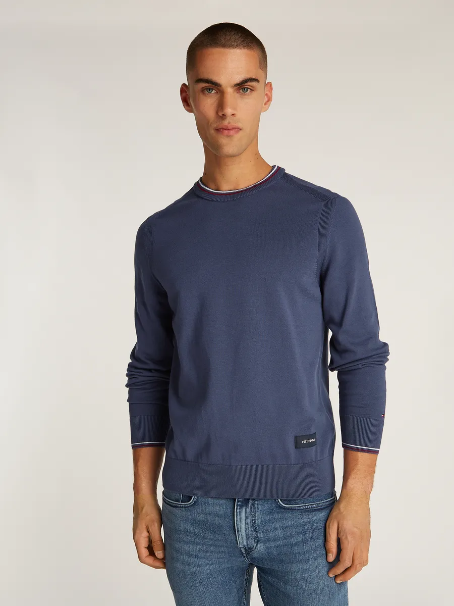 

Свитер Tommy Hilfiger с круглым вырезом "RWB COTTON CREW NECK", цветовые акценты в цветах Tommy, цвет Aegean Sea