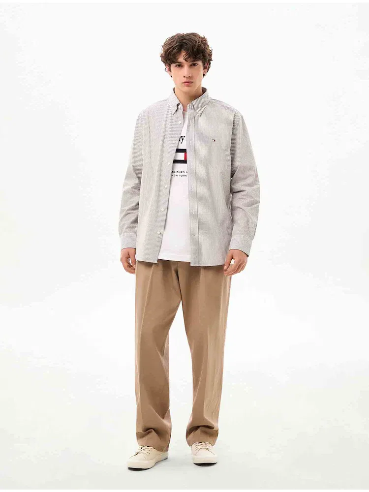 Рубашка с длинным рукавом полоска, Easy Care TOMMY HILFIGER, Dark Brown — фото 2