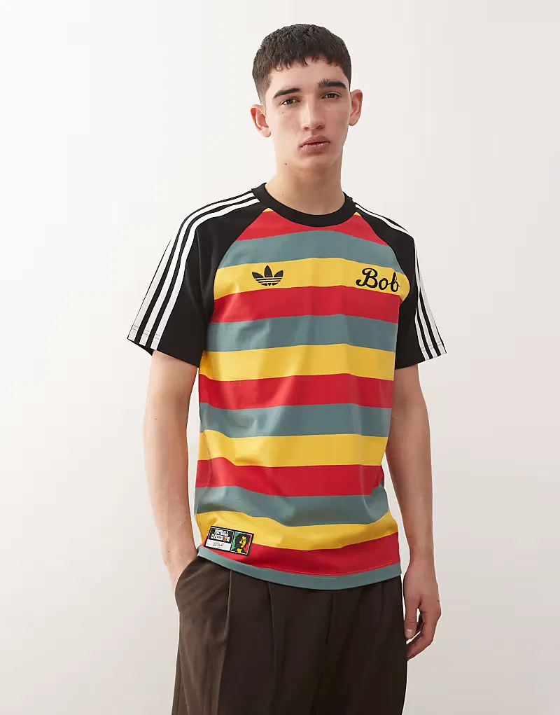 Футболка Adidas Originals Bob Marley в полоску, мультиколор