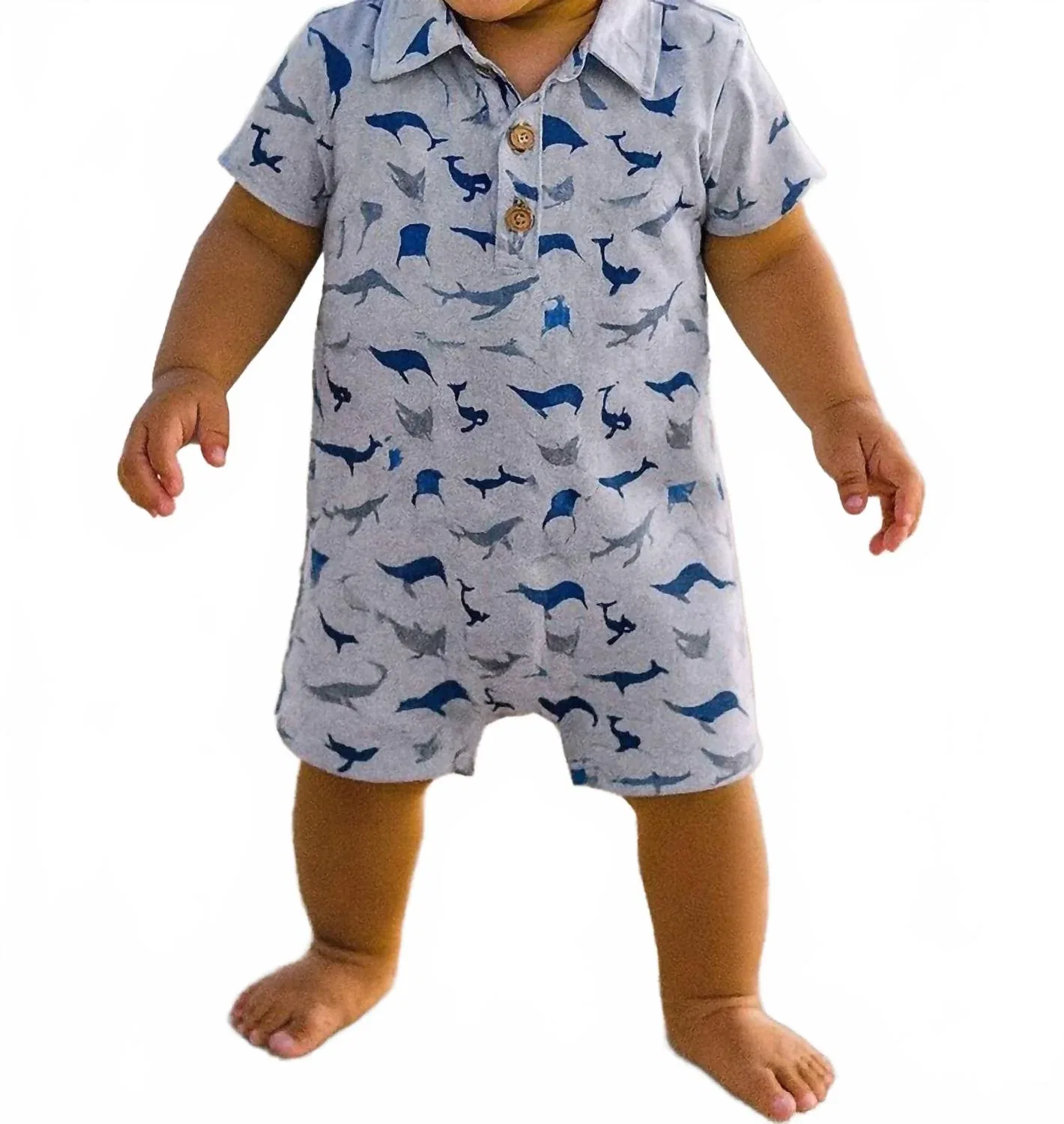 Детский боди-комбинезон с принтом Molokai ME & HENRY, Blue Whale Print