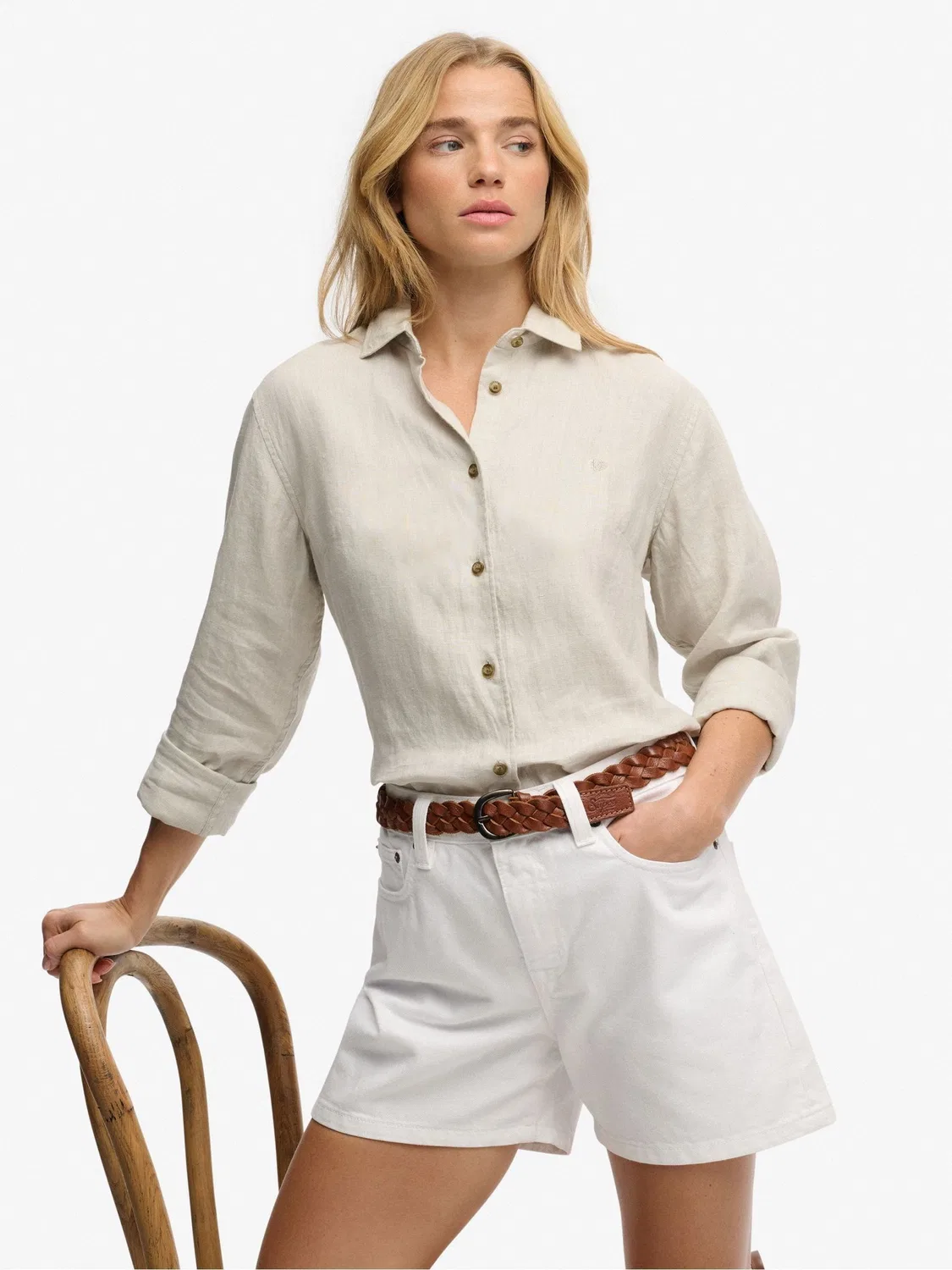 Шорты джинсовые Superdry White, средняя посадка