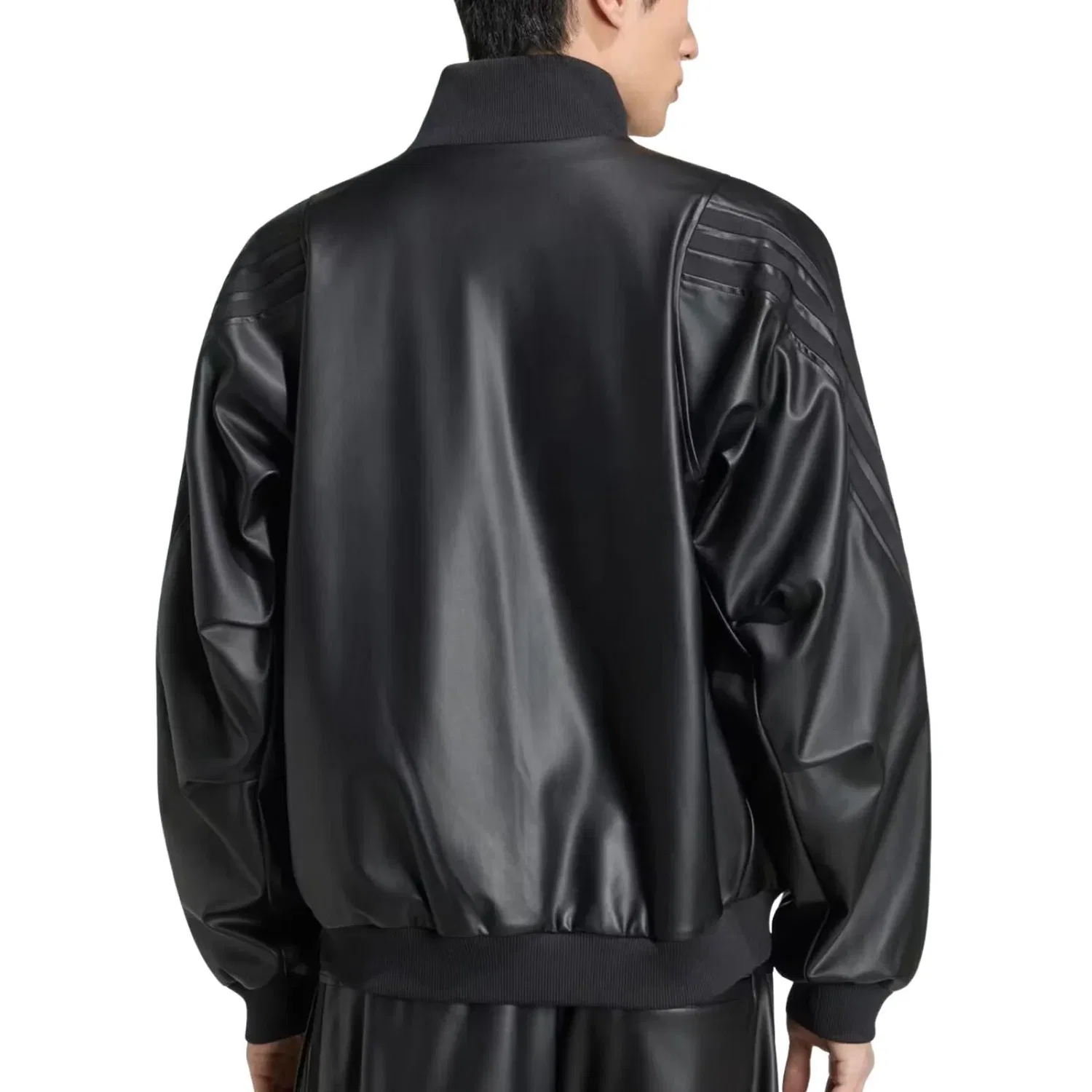 Мужская куртка Stadium Loose Fit Fake Leather Track Jacket Asia Sizing 'Black' adidas, черный — фото 3