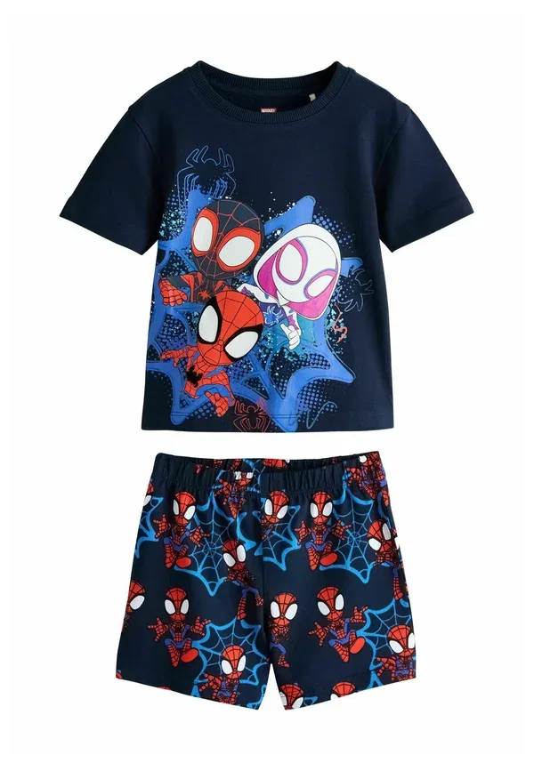 Комплект пижам из 3 штук, хлопок, Regular fit - spidey and friends short pyjamas 3 pack set, Next, navy, red, красный/темно-синий — фото 2