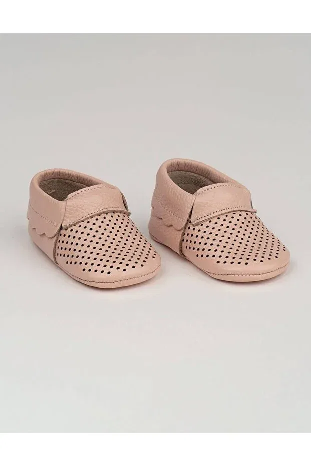 Детские мокасины из натуральной кожи с текстурой Baby Moccasin Beybium, Powder — фото 3