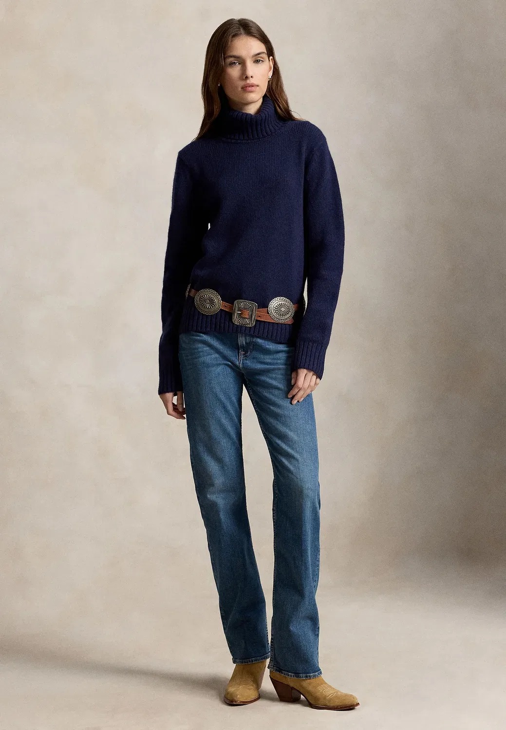 Шерстяной свитер с высоким воротником - джемпер Polo Ralph Lauren, Hunter Navy — фото 2