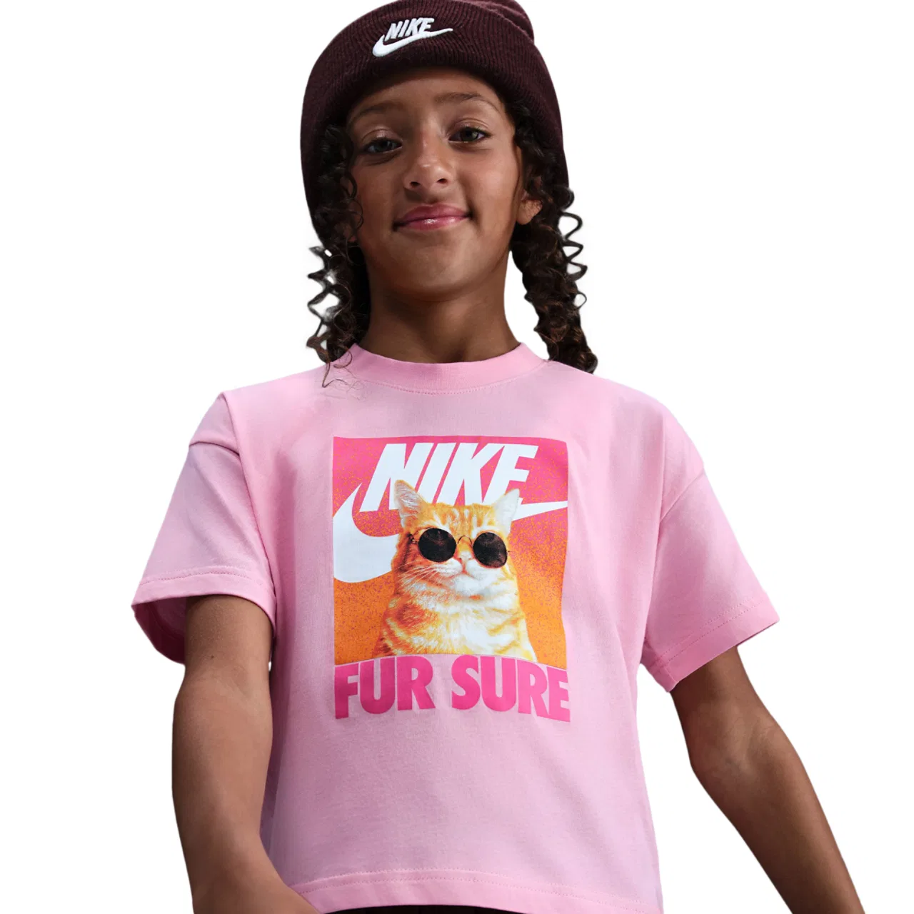 Футболка для девочек Cute Animal Photo Nike, цвет Med Soft Pink
