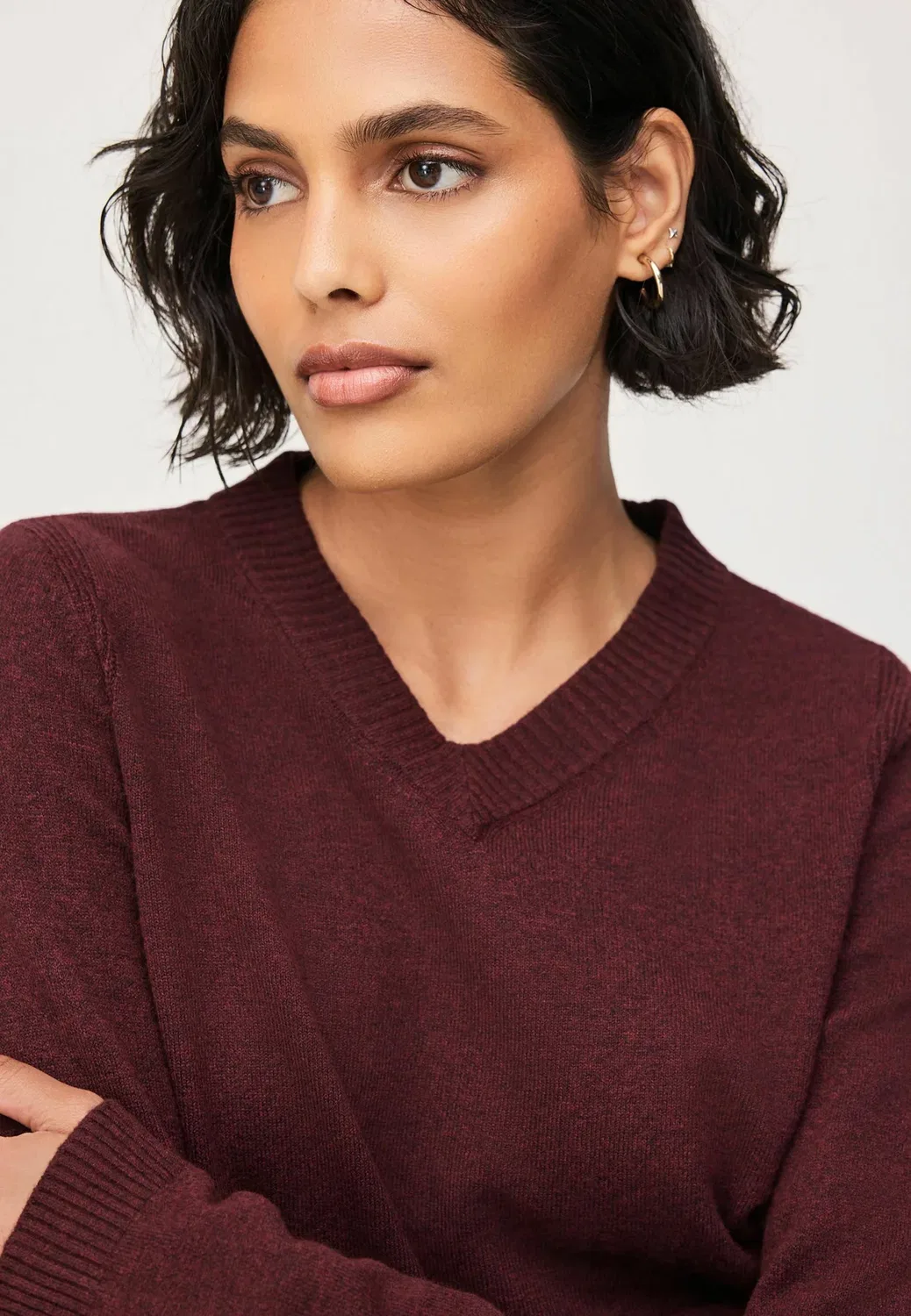 Очень мягкий джемпер с V-образным вырезом и длинными рукавами Next, Burgundy Red — фото 4