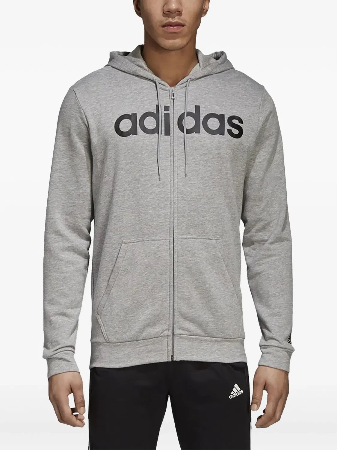 Худи Essentials на молнии с логотипом Adidas, серый