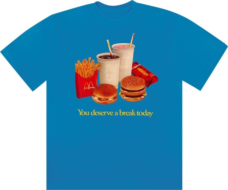 

Футболка Cactus Jack by Travis Scott x McDonald's Deserve A Break T-Shirt III 'Blue', синий