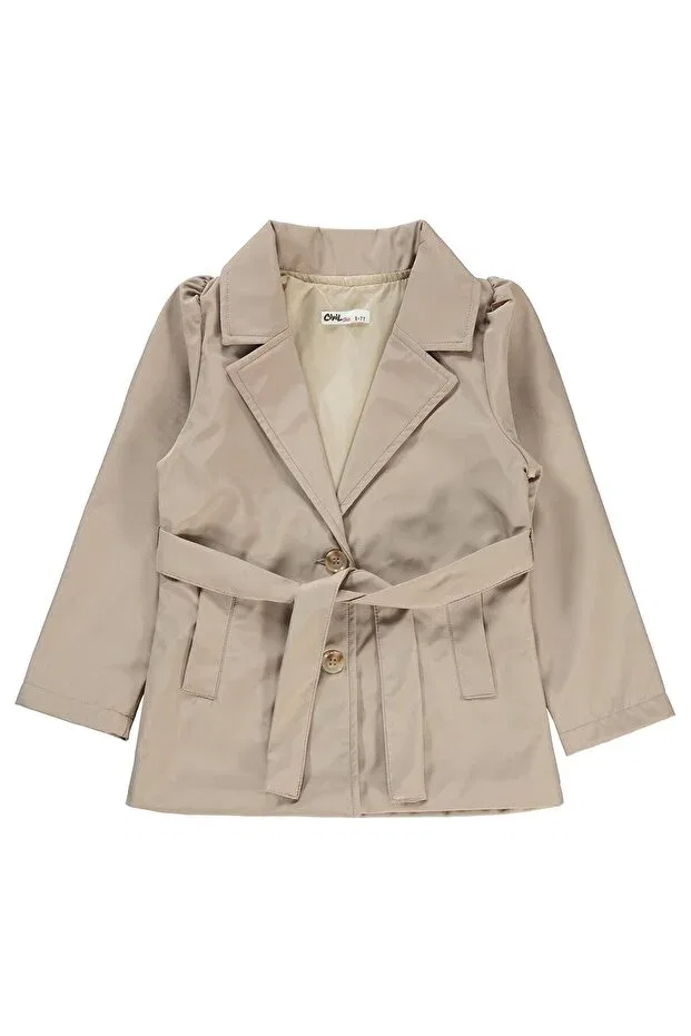 Детская куртка для девочек с поясом Civil Girls, Beige — фото 2