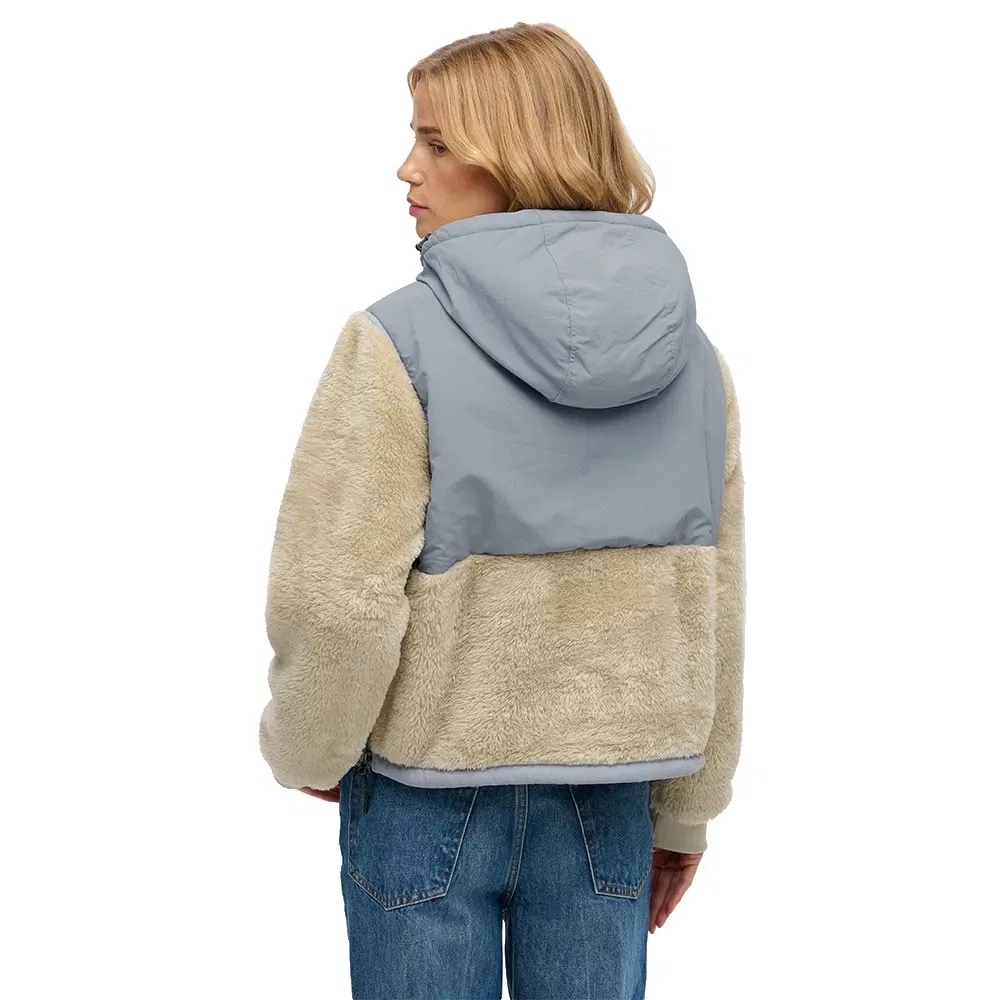 Худи Super Soft Hybrid половинная молния Superdry, бежевый — фото 2