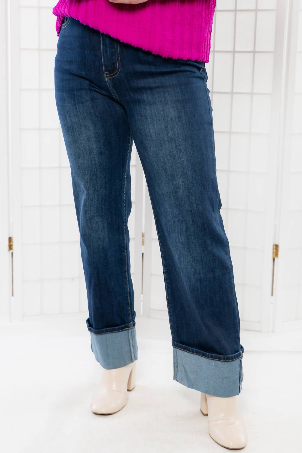 

Джинсы Saylor Straight Leg Cuff High Tail с высокой посадкой, цвет Dark Wash Q2