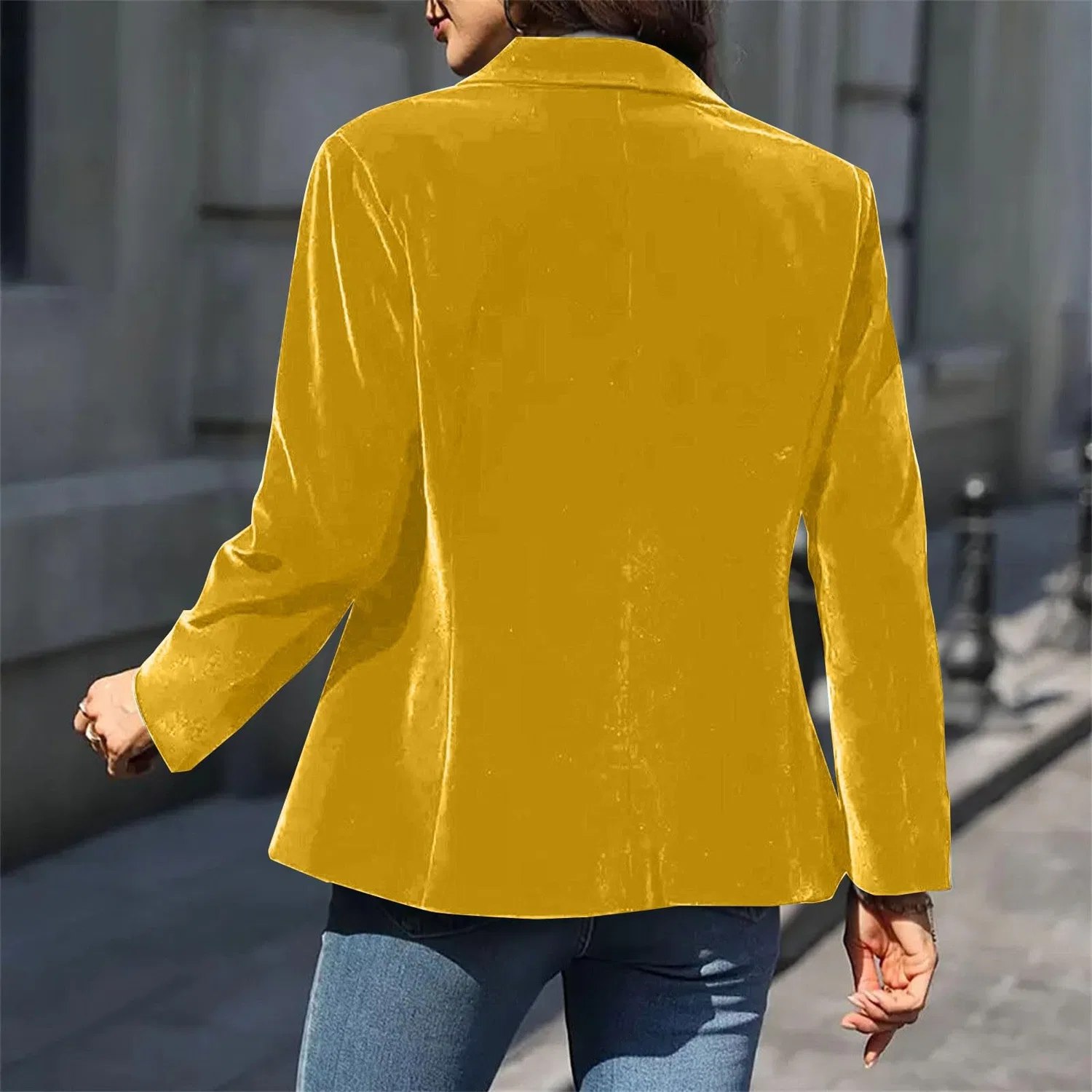 Женское бархатное пальто с принтом Vintage Casual Slim Fit Jacket, Arancione — фото 3