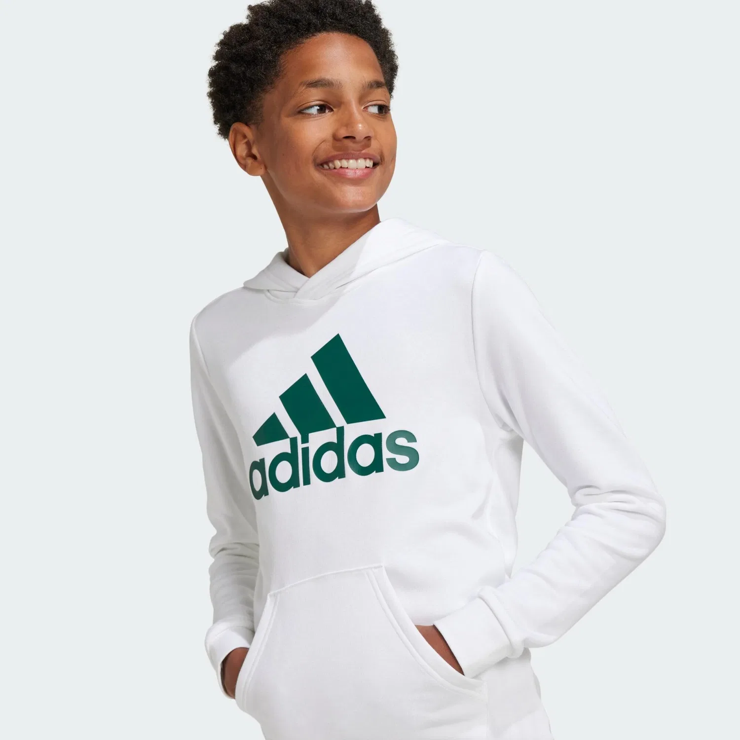 Детское хлопковое худи Big Logo Essentials Cotton Adidas, Weiss Grun — фото 4