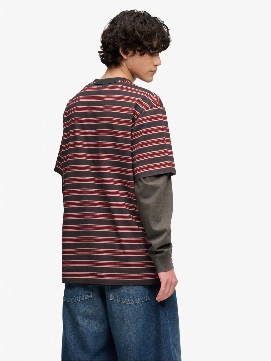 Футболка свободного кроя Oversized Stripe Superdry, красный — фото 2