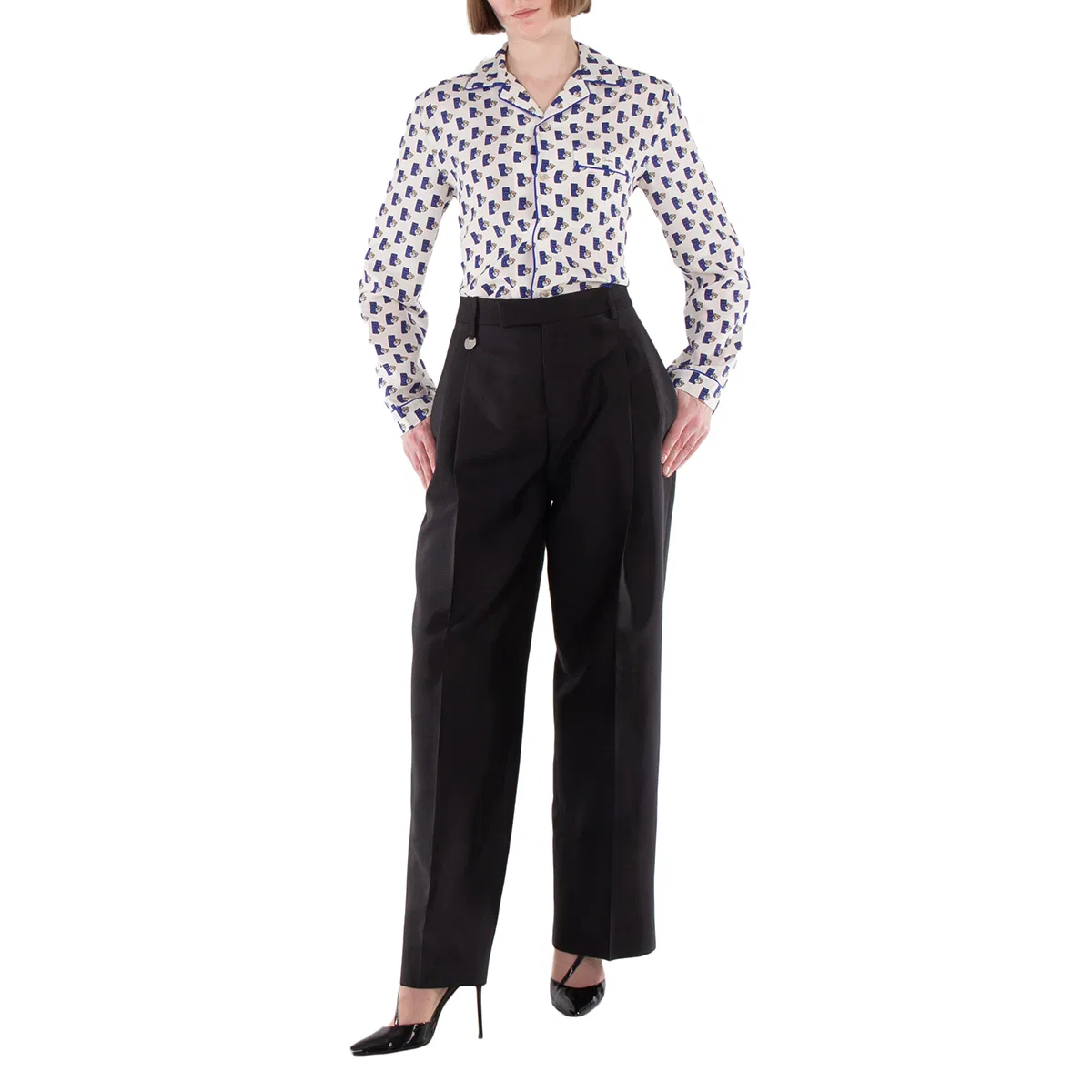 Брюки классические с защипами Wool Silk Pleated Tailored Trousers Burberry, Black — фото 4