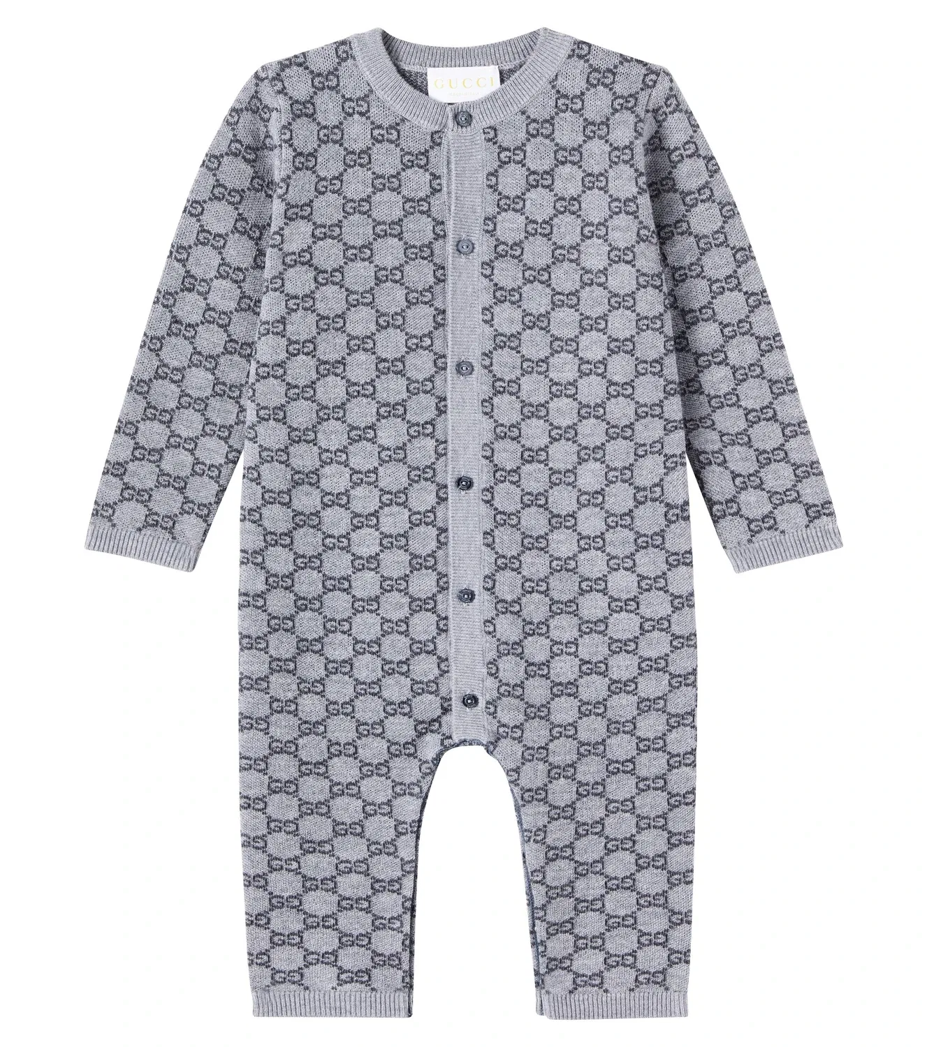 Комбинезон из шерсти с жаккардовым узором GG Gucci Kids, серый