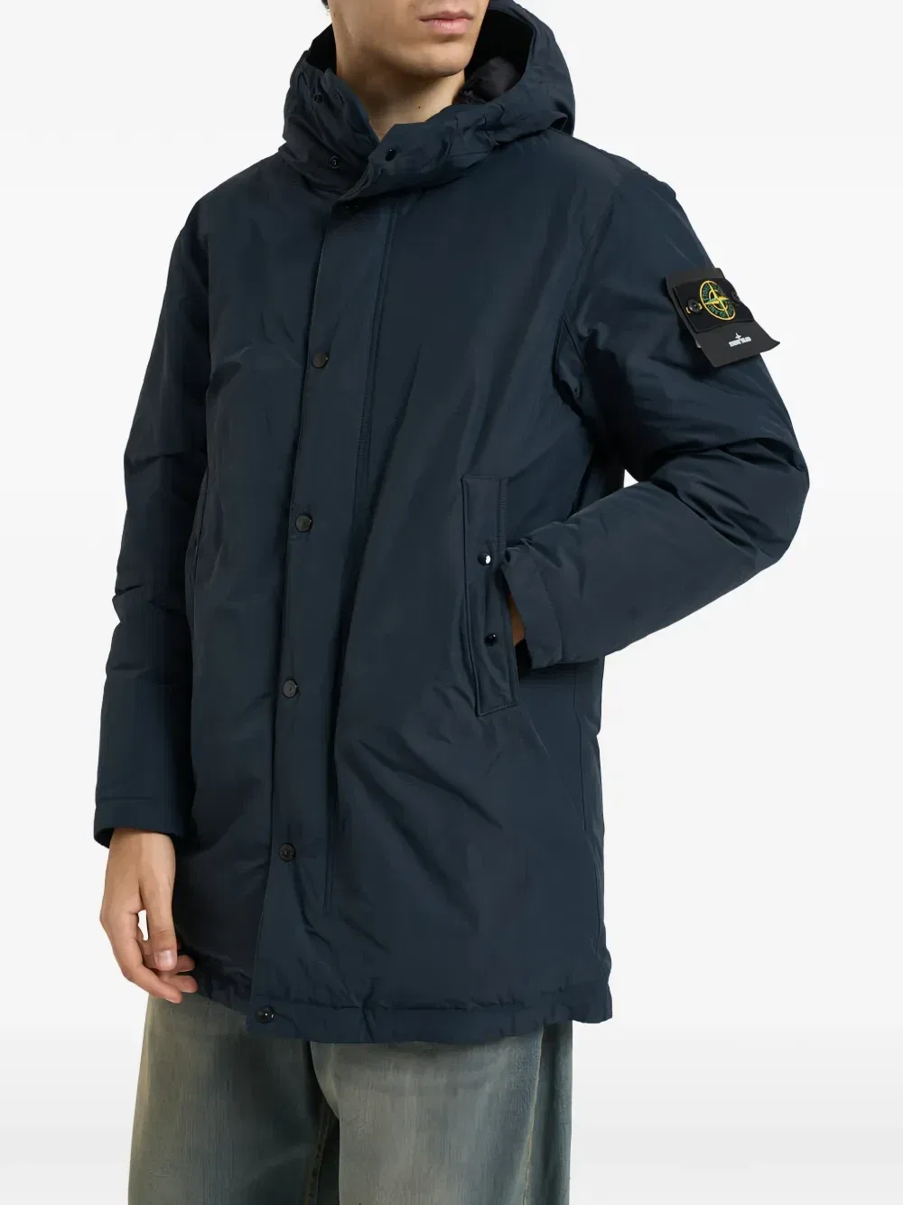 Куртка с капюшоном с нашивкой компаса Stone Island, синий — фото 2