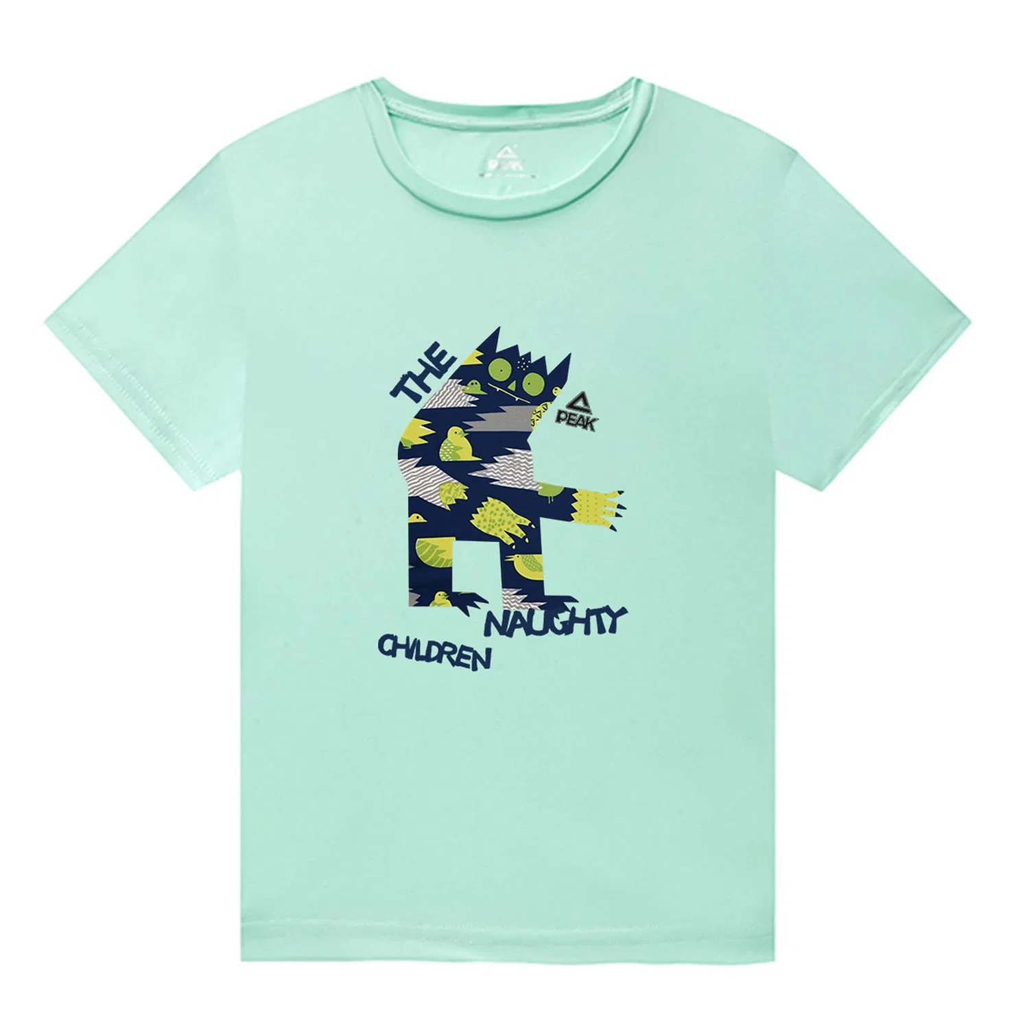 Футболка для детей, повседневная, Crew Neck, PEAK, Apple Green